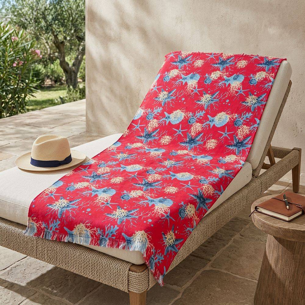 Fouta spugna e tessuto Tropea Corallo Fuxia 90 x 180