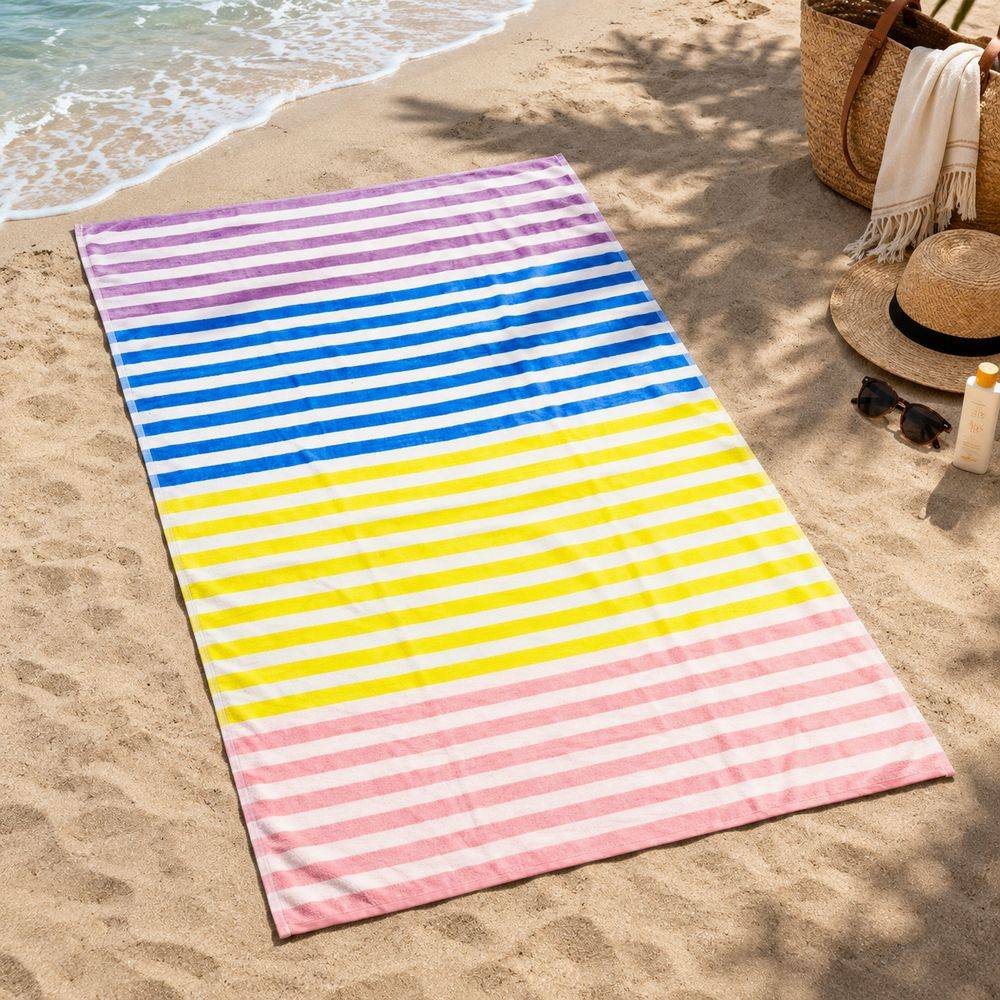 Telo mare Spugna Jerba Righe Multicolor 90 x 170