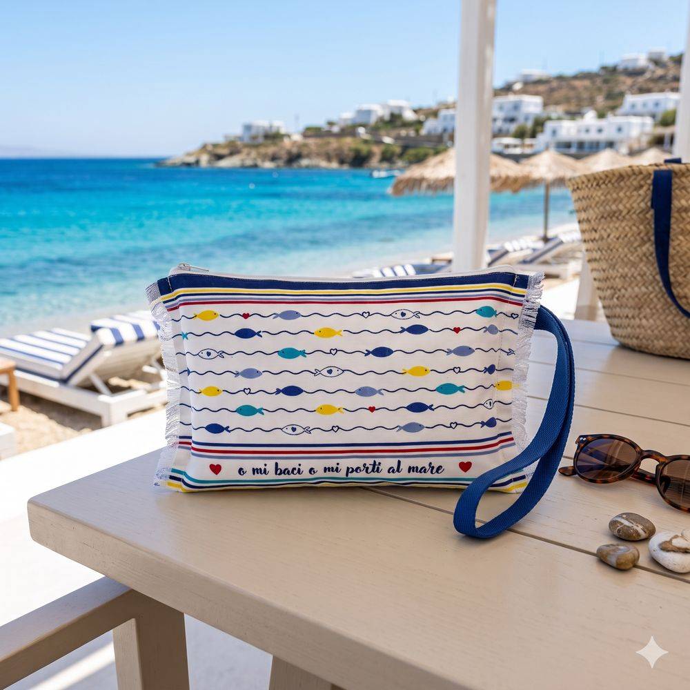 Pochette frange Love Fish