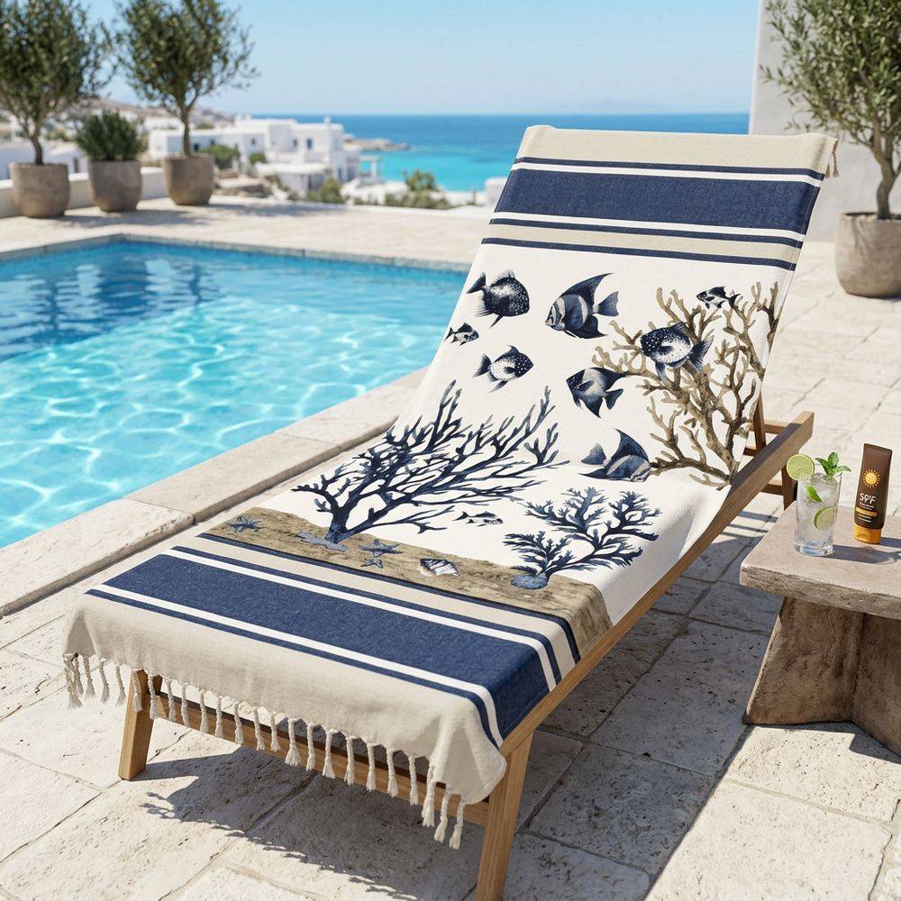 Fouta Telo Mare Corallo Blu 100 x 200 Personalizzato