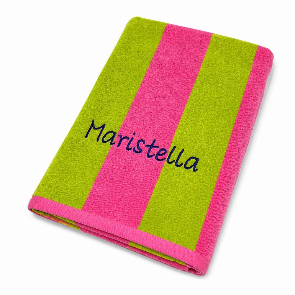 Telo Mare Spugna Velour Marina Fucsia/Verde 90 x 170 Personalizzato 