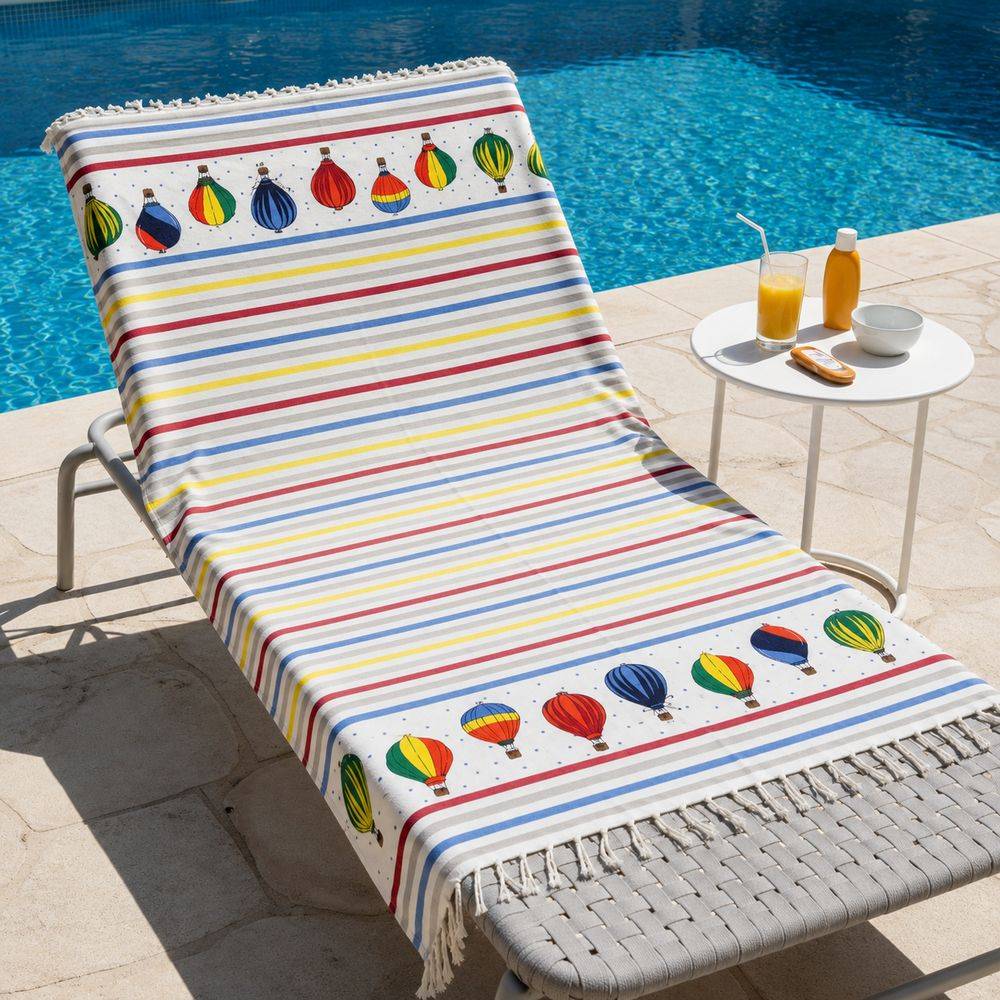 Fouta Telo Mare Air Baloon Mongolfiere multicolor rigato 90 x 190