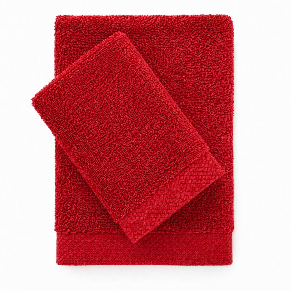 Coppia Asciugamani in Spugna Elegant Rosso