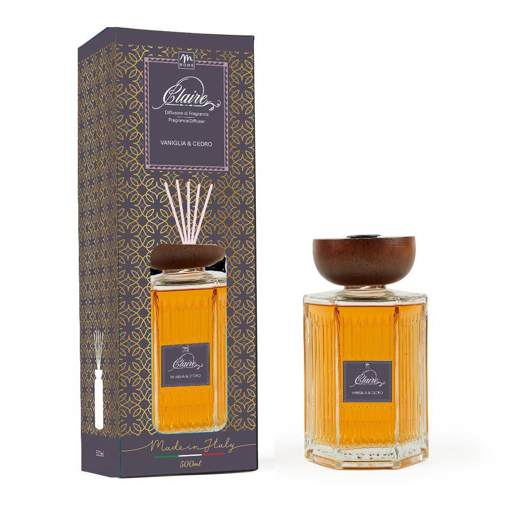 Diffusore di Fragranza in vetro Vaniglia & Cedro Clara 500 ml