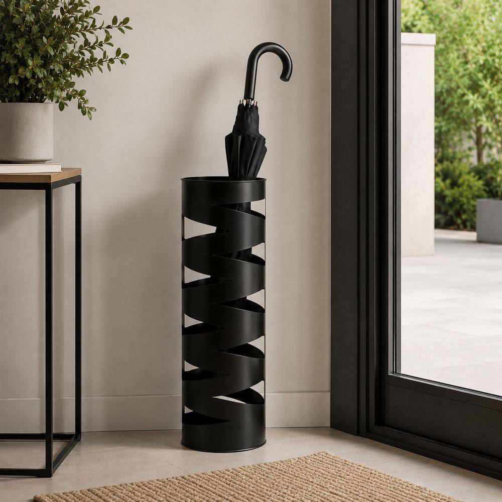 Portaombrelli Tondo in Metallo Nero D. 17.5 x 49 cm DIS. B