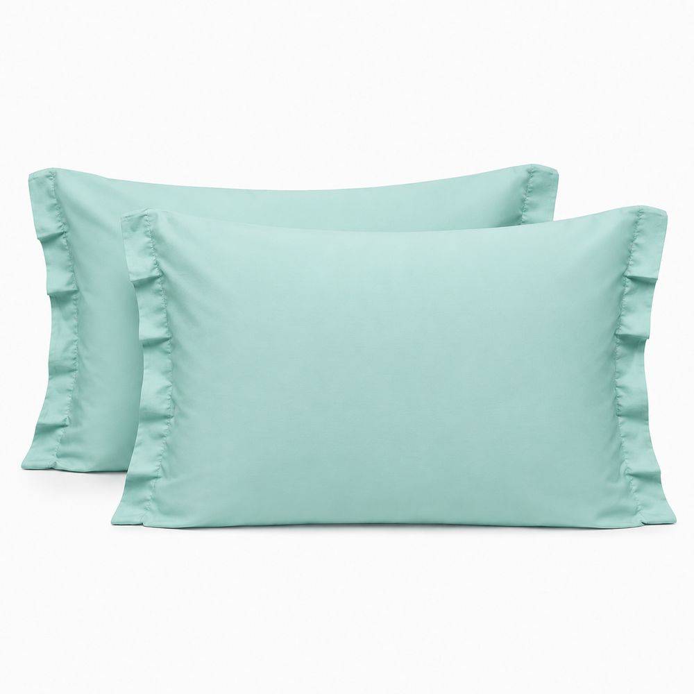 Coppia Federe con volant Verde acqua