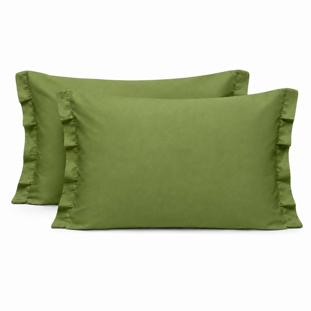 Coppia Federe con volant Verde Prateria