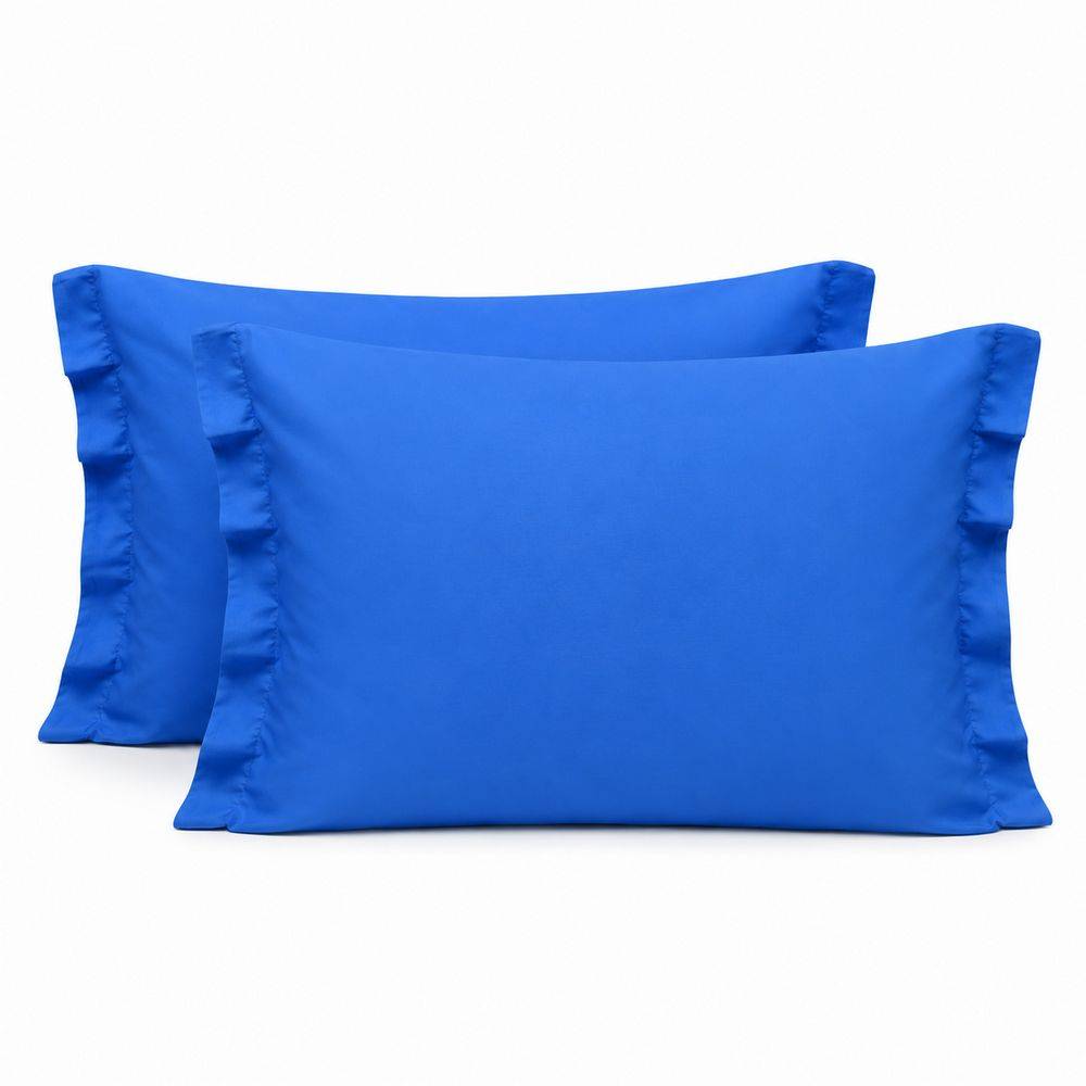 Coppia Federe con volant Blu avio