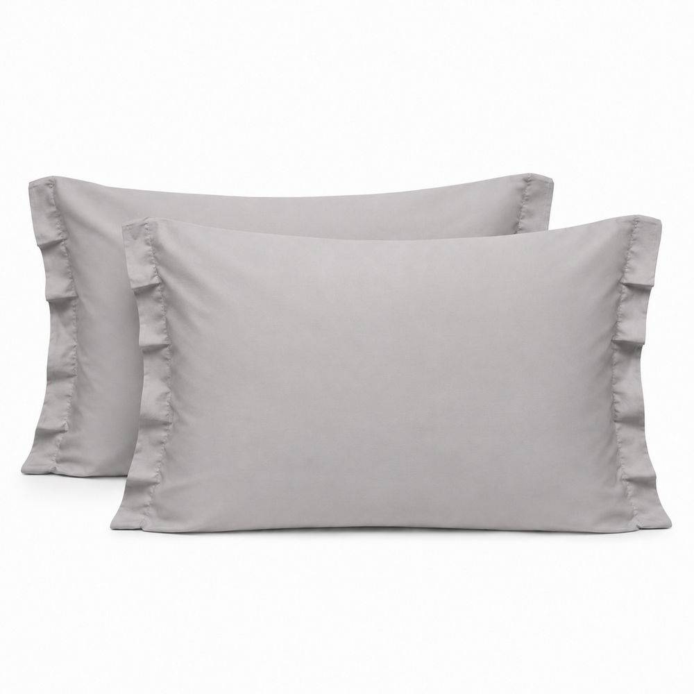 Coppia Federe con volant Grigio chiaro