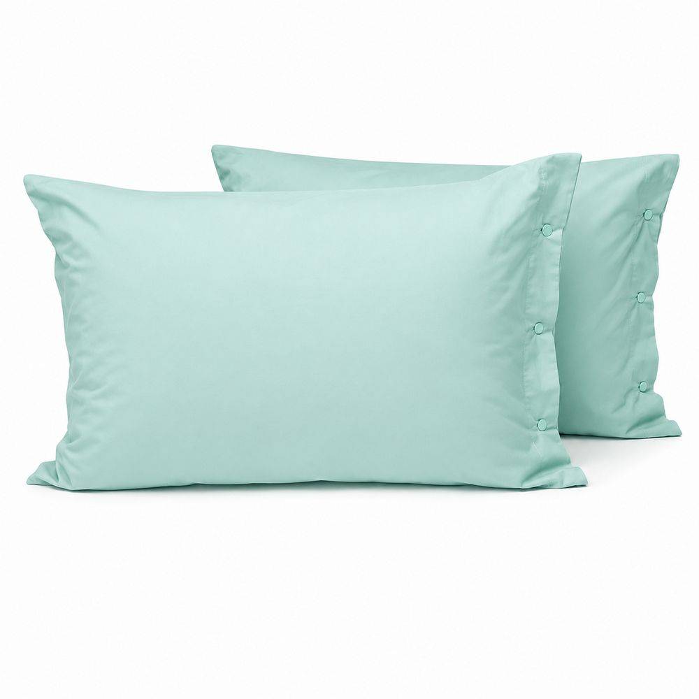 Coppia Federe con bottoni Verde acqua