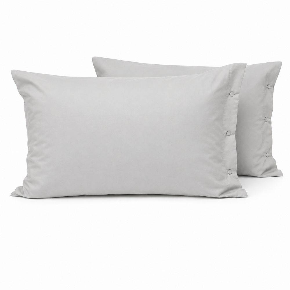 Coppia Federe con bottoni Grigio chiaro