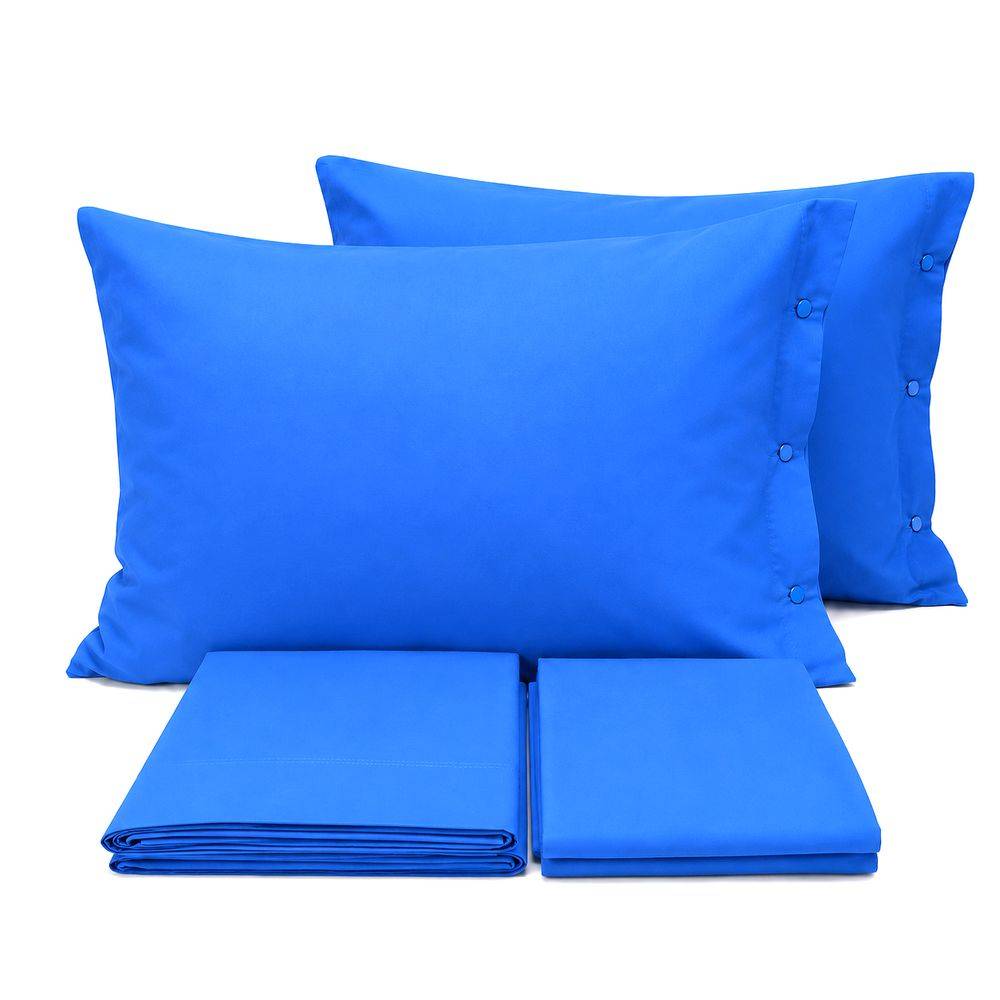 Completo Lenzuola Joli Federe con bottoni Blu avio Matrimoniale
