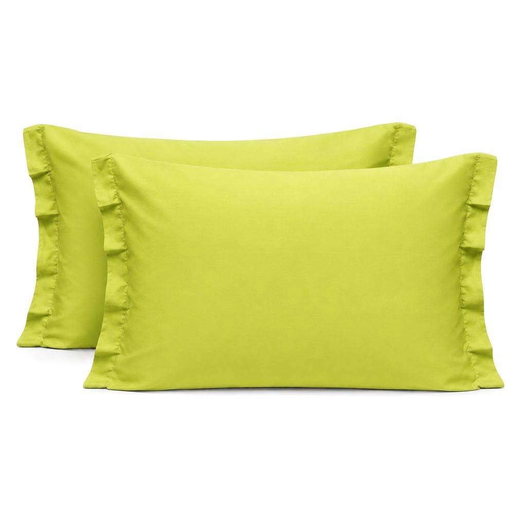 Completo Lenzuola Volant Joli Verde esotico Matrimoniale