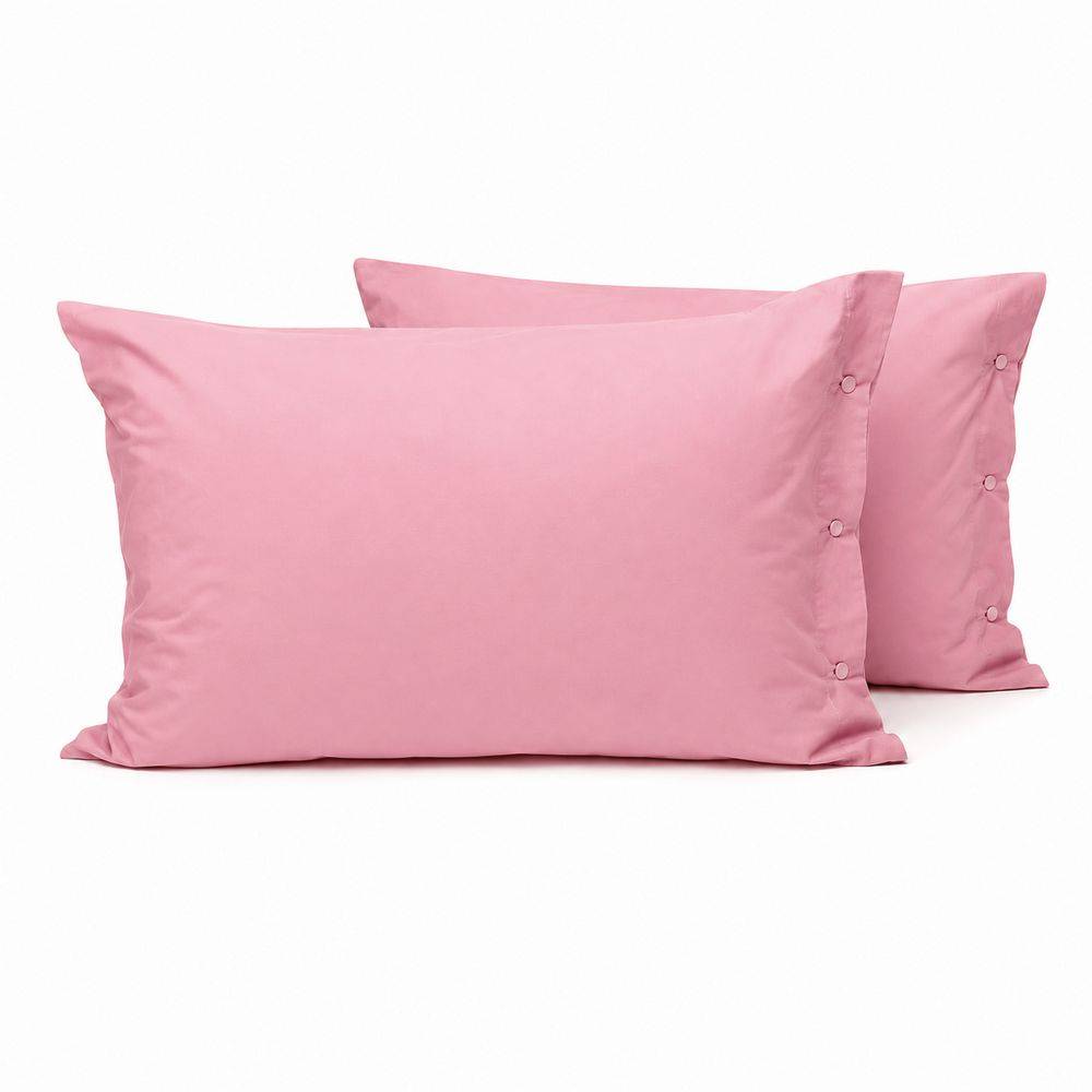 Completo Lenzuola Joli Federe con bottoni Rosa Matrimoniale