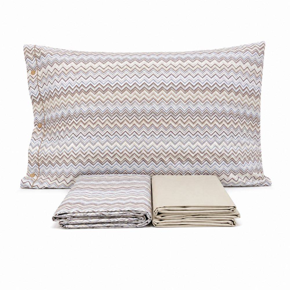 Completo Lenzuola Baia zig zag Tortora Matrimoniale