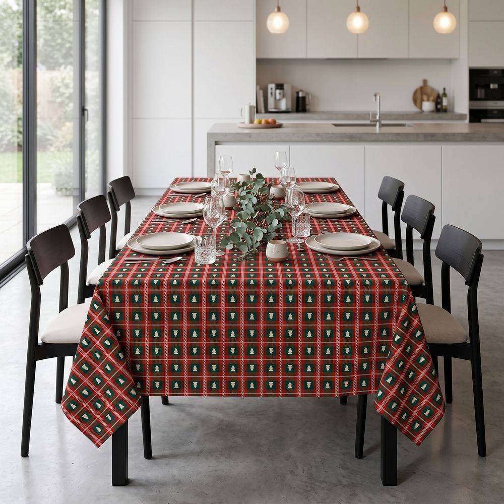 Tovaglia in scatola regalo Gretel Pinetti rossi e verdi 140 x 180