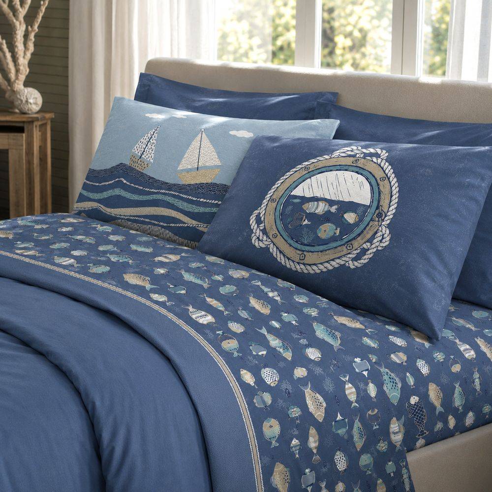 Completo Lenzuola Oceano Blu Matrimoniale