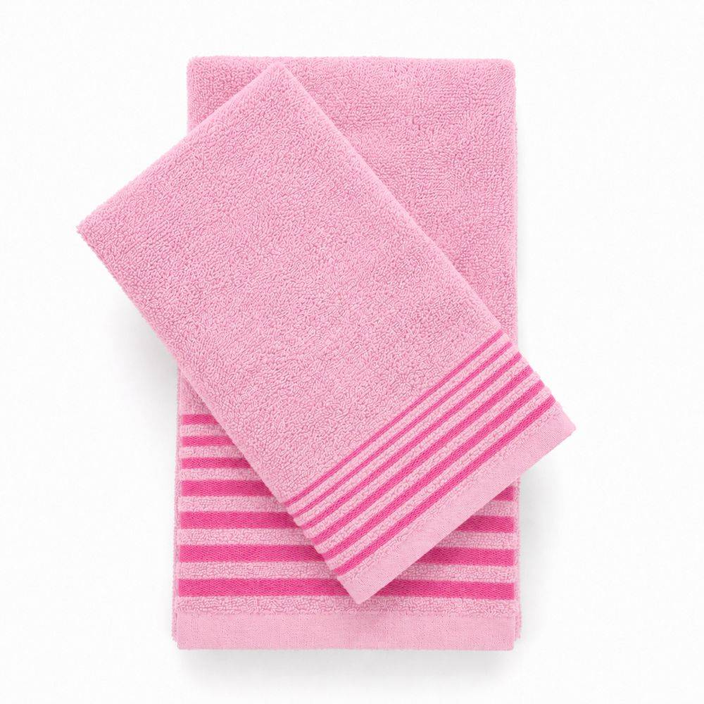 Coppia Asciugamani in Spugna Dioniso Rosa 