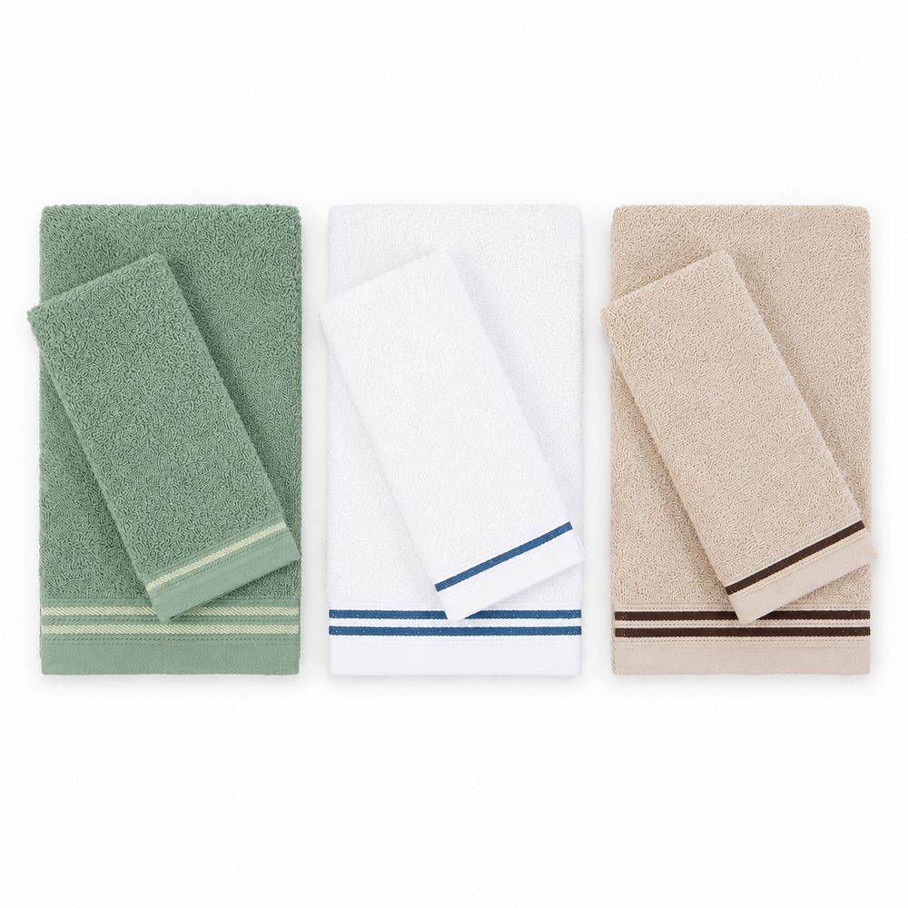 Set Asciugamani 3+3 Chloè Salvia-Bianco-Beige