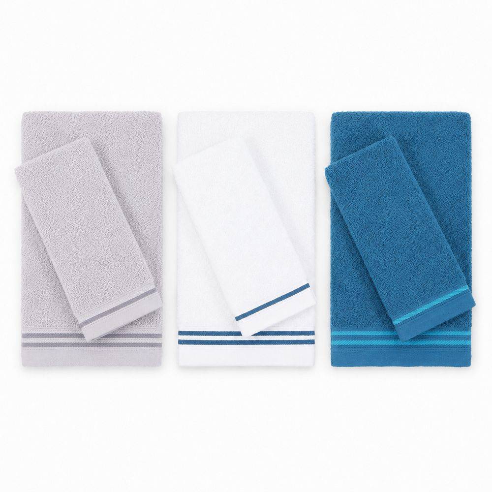 Set Asciugamani 3+3 Chloè Grigio-Bianco-Blu