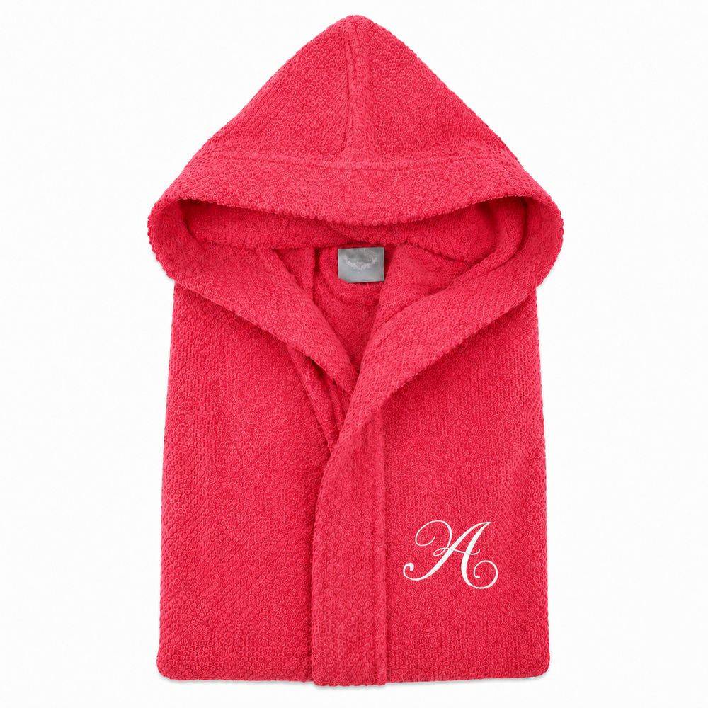 Accappatoio con cappuccio chicco di riso Rosso Fragola
