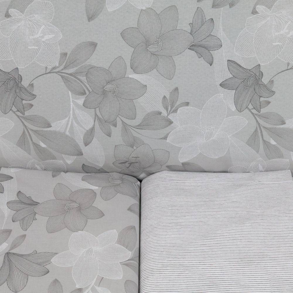 Completo Lenzuola Lilly Foglie Grigio Francese