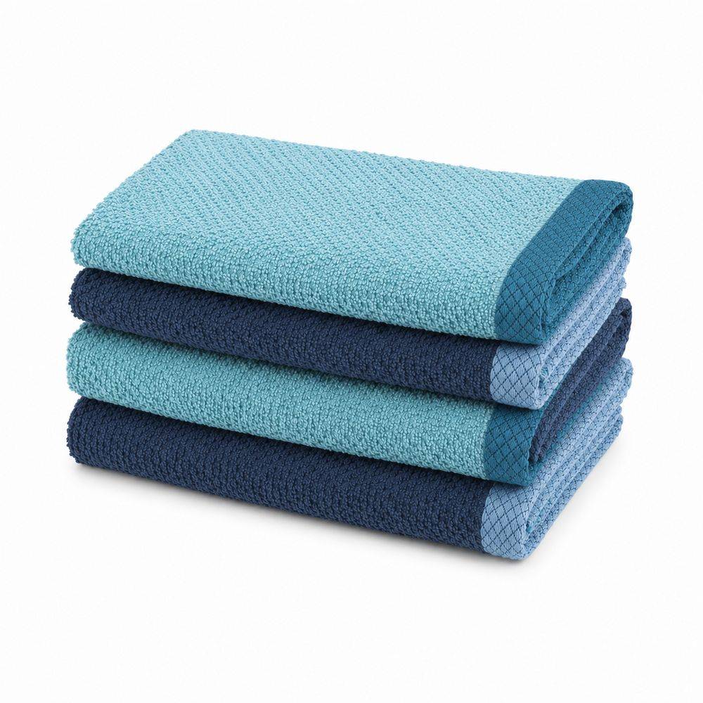 Set 2 + 2 Asciugamani in Spugna Mr & Mrs Blu/Acquamarina