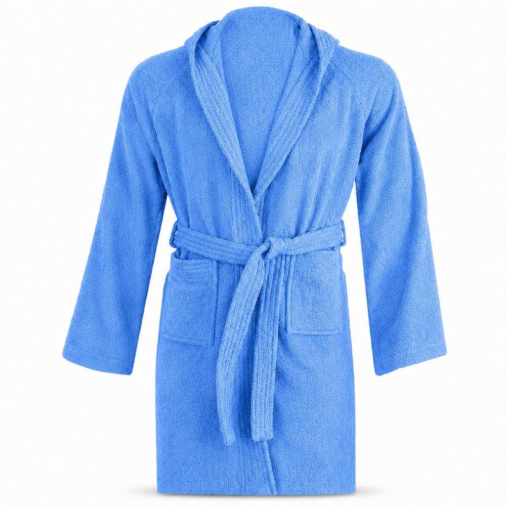 Accappatoio bambino in spugna con cappuccio blu