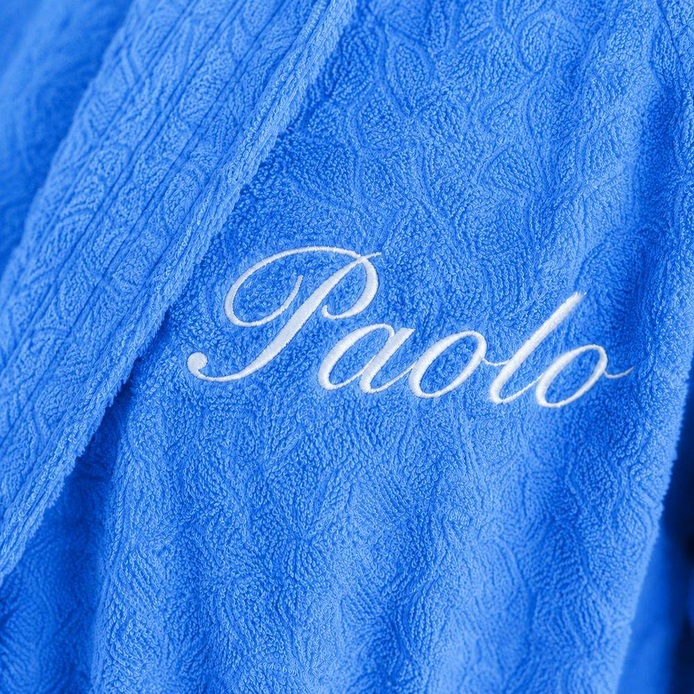 Accappatoio bambino in spugna con cappuccio blu