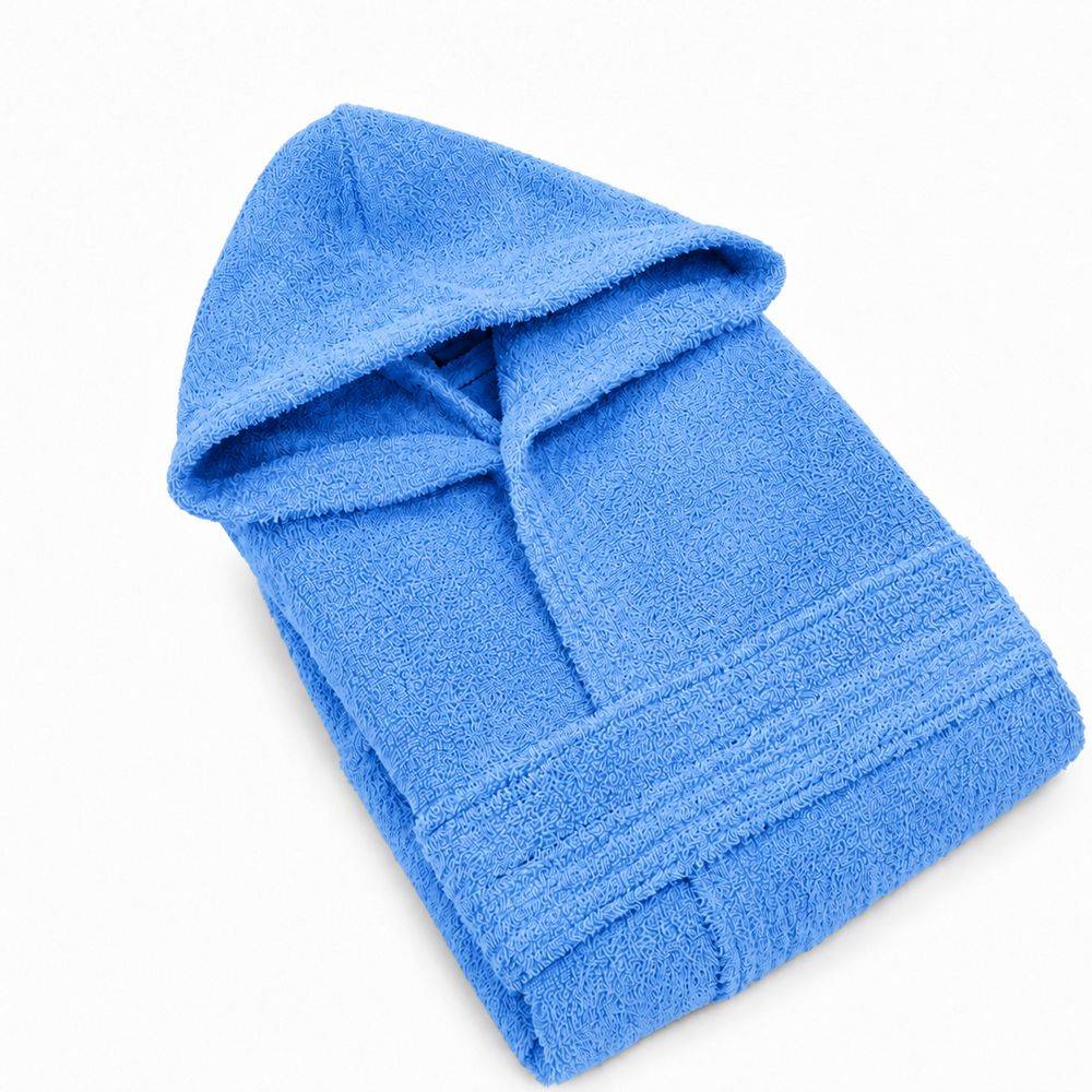 Accappatoio bambino in spugna con cappuccio blu