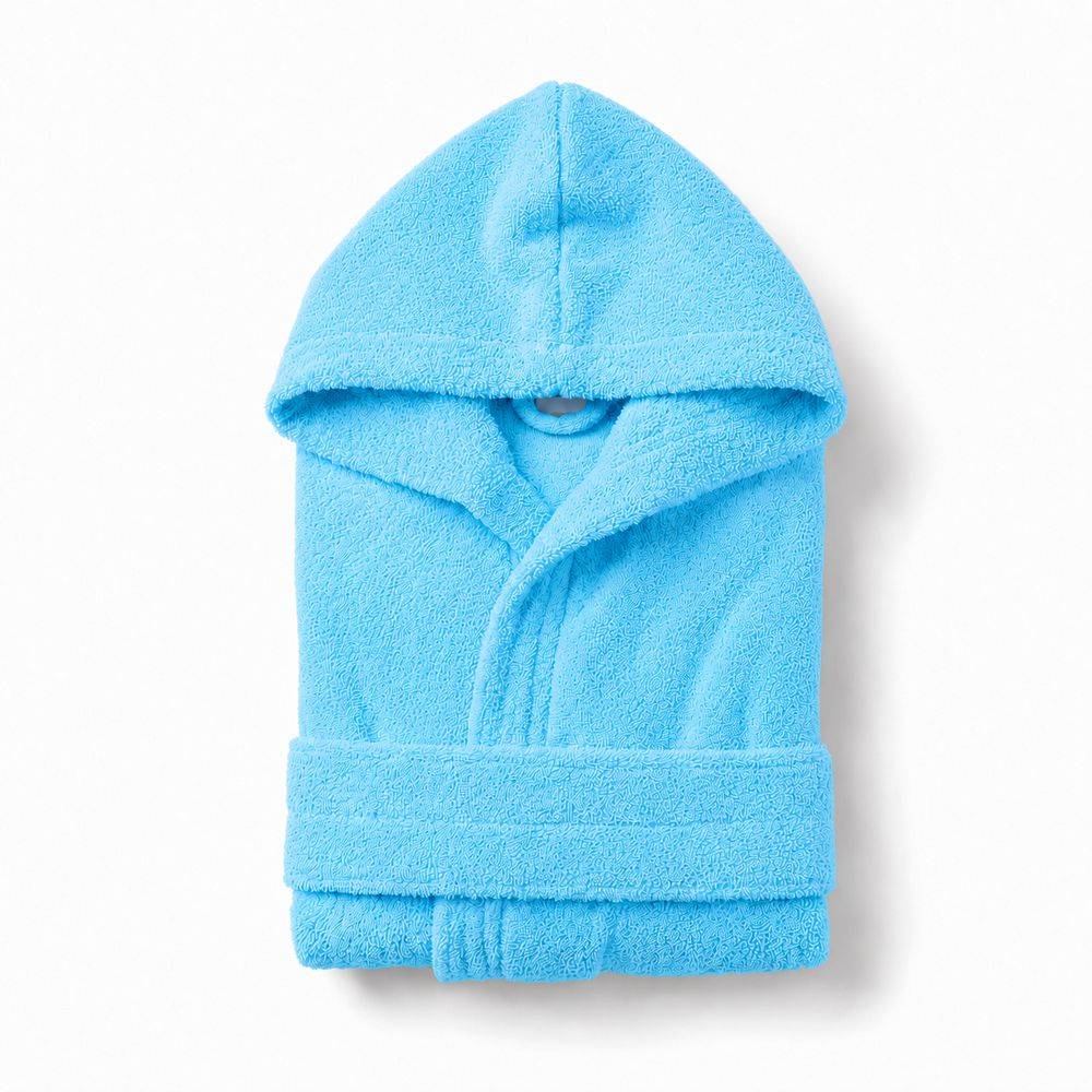 Accappatoio bambino in spugna con cappuccio turchese