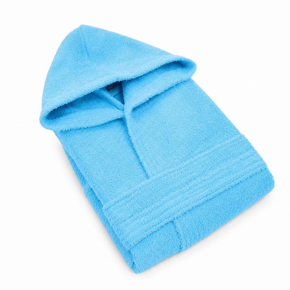 Accappatoio bambino in spugna con cappuccio turchese