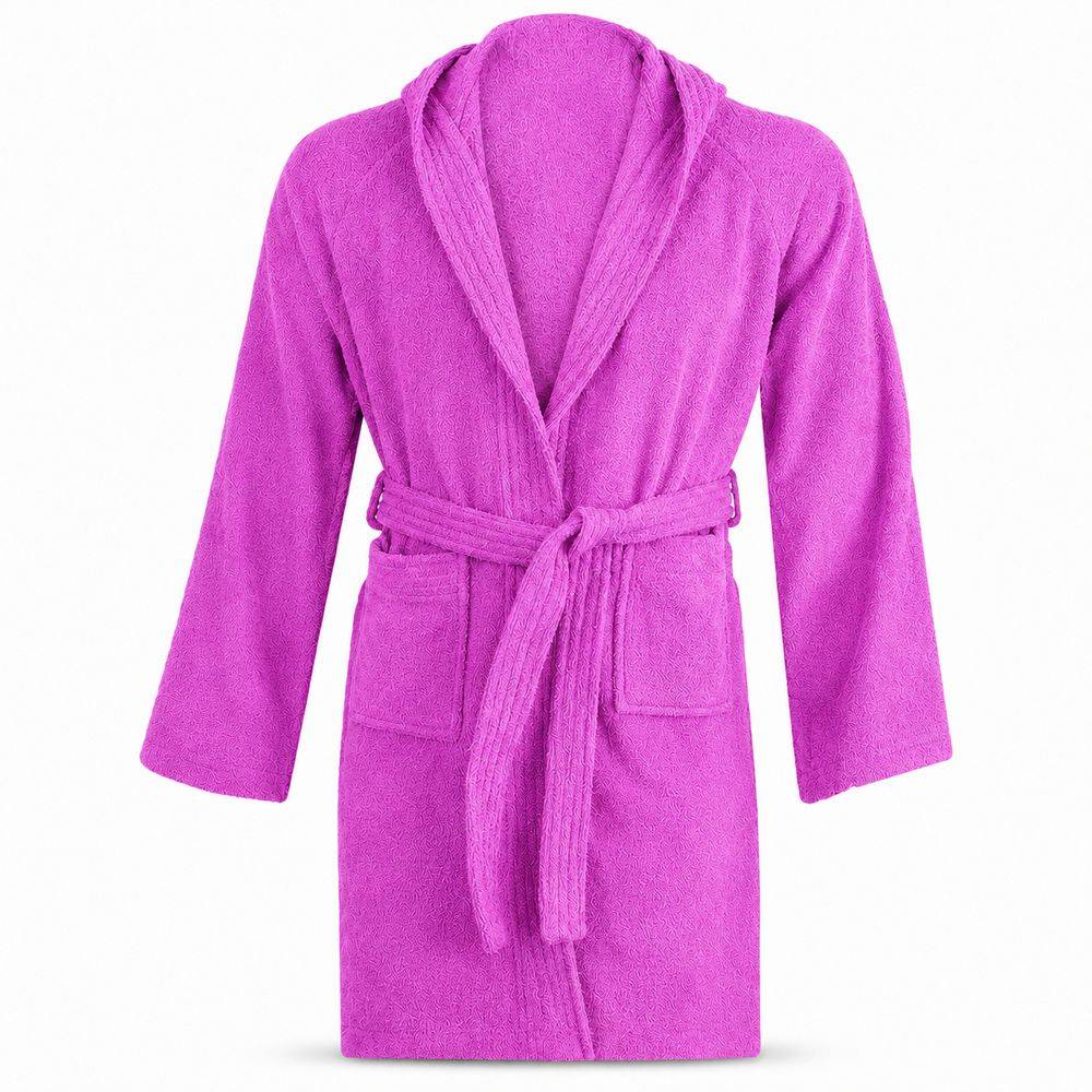 Accappatoio bambino in spugna con cappuccio fuxia