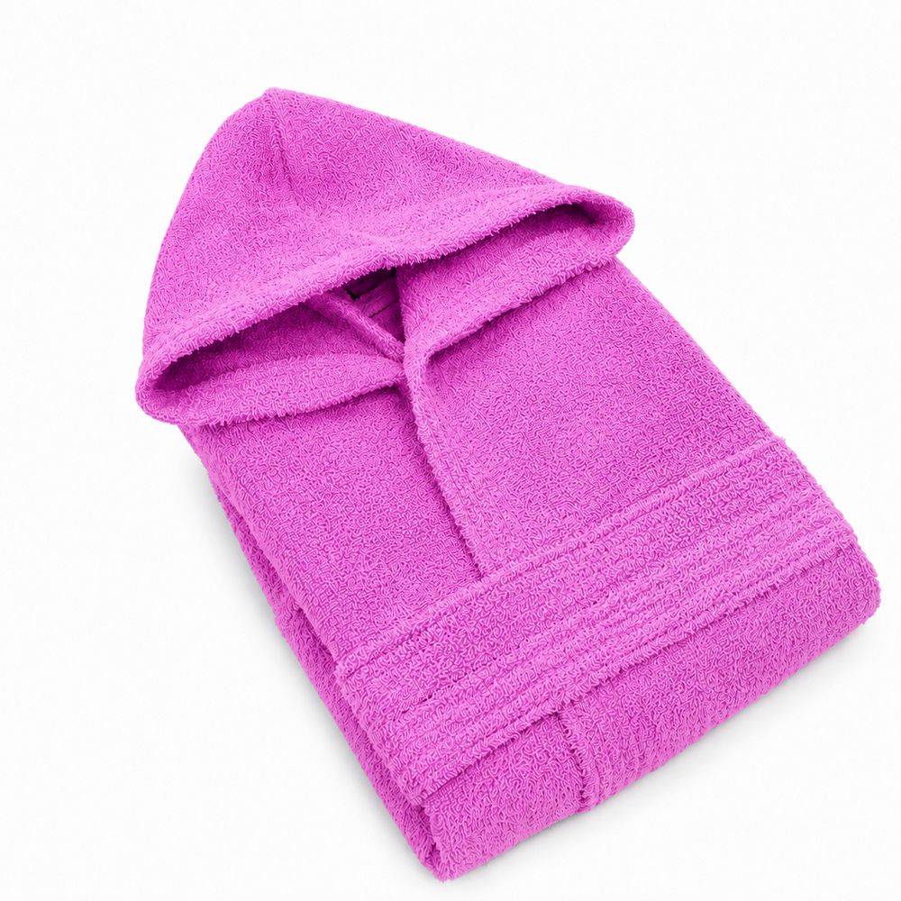 Accappatoio bambino in spugna con cappuccio fuxia