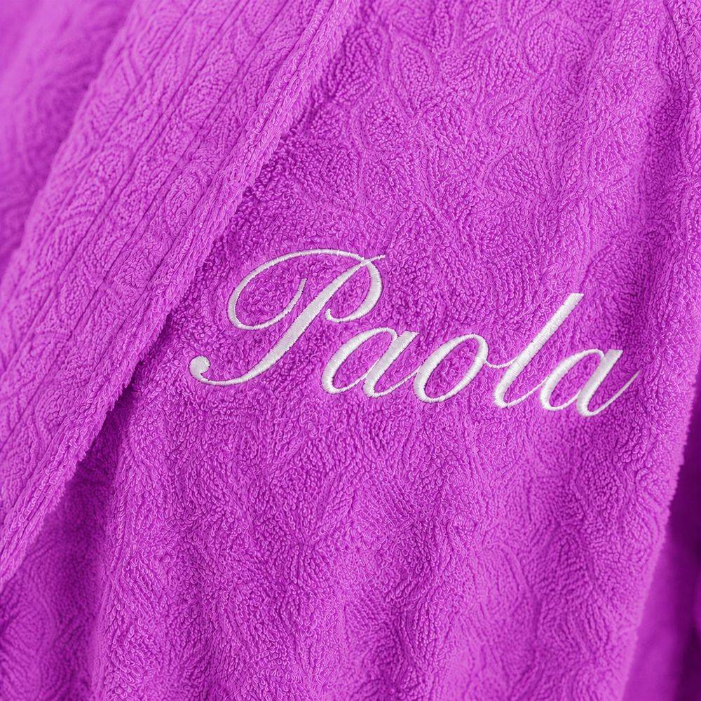 Accappatoio bambino in spugna con cappuccio fuxia