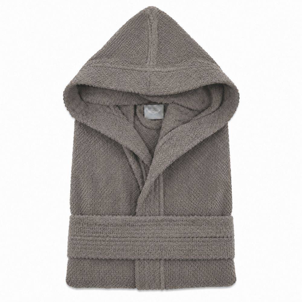 Accappatoio con cappuccio chicco di riso Grigio fumo
