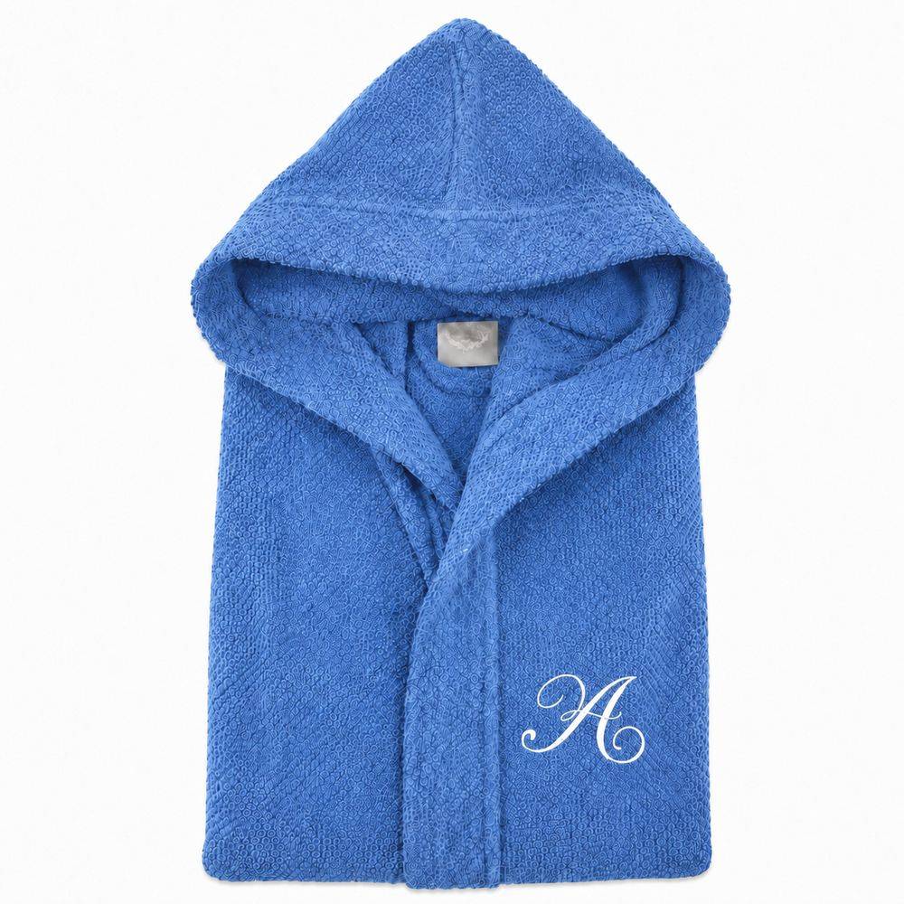 Accappatoio con cappuccio chicco di riso Blu