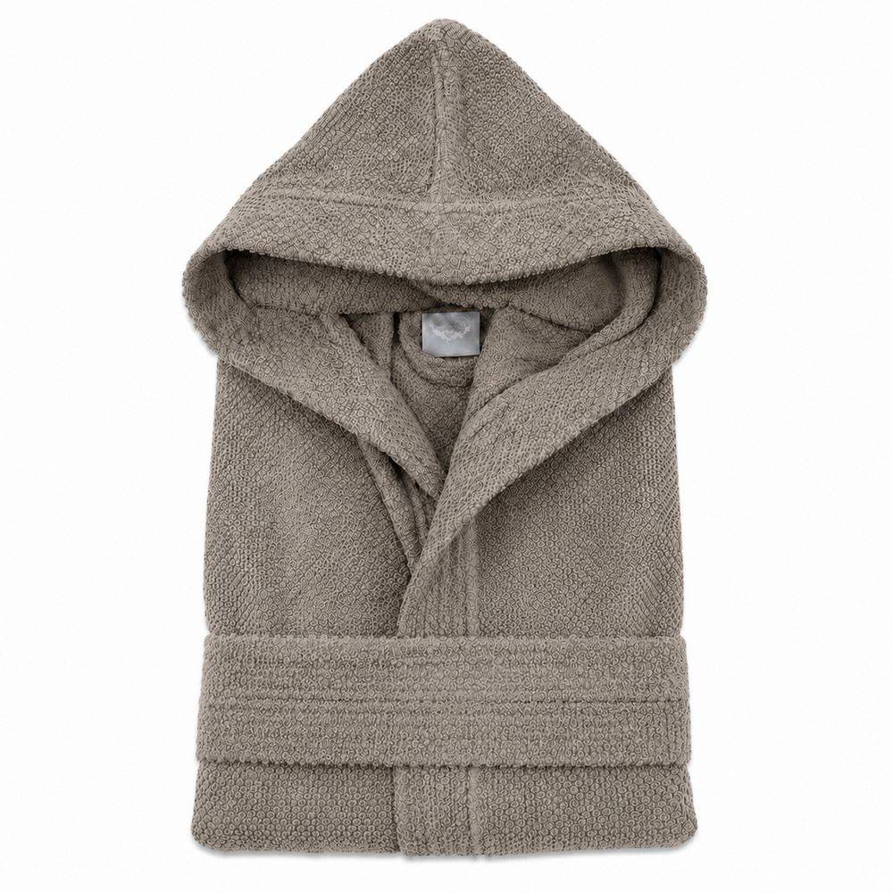 Accappatoio con cappuccio chicco di riso Tortora