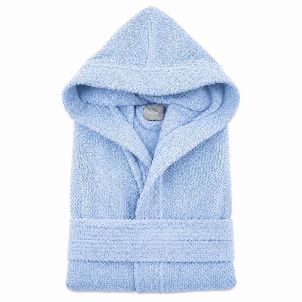 Accappatoio con cappuccio chicco di riso azzurro