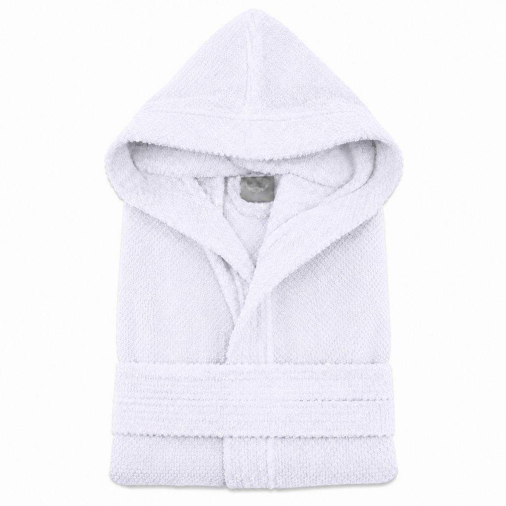 Accappatoio con cappuccio chicco di riso bianco