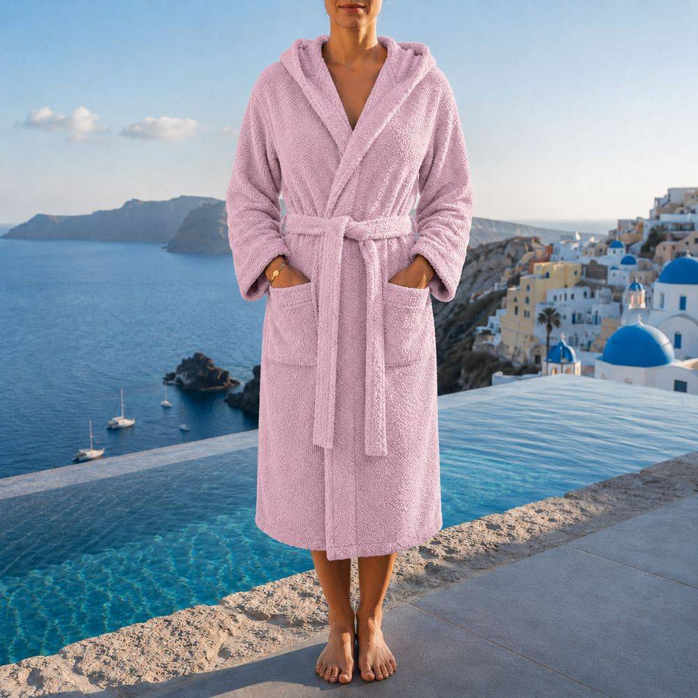 Accappatoio con cappuccio chicco di riso Rosa