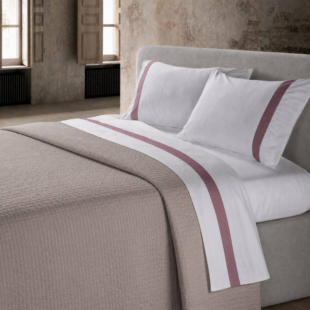 Completo Lenzuola CREOLE Washington Panna/Rosa antico Matrimoniale