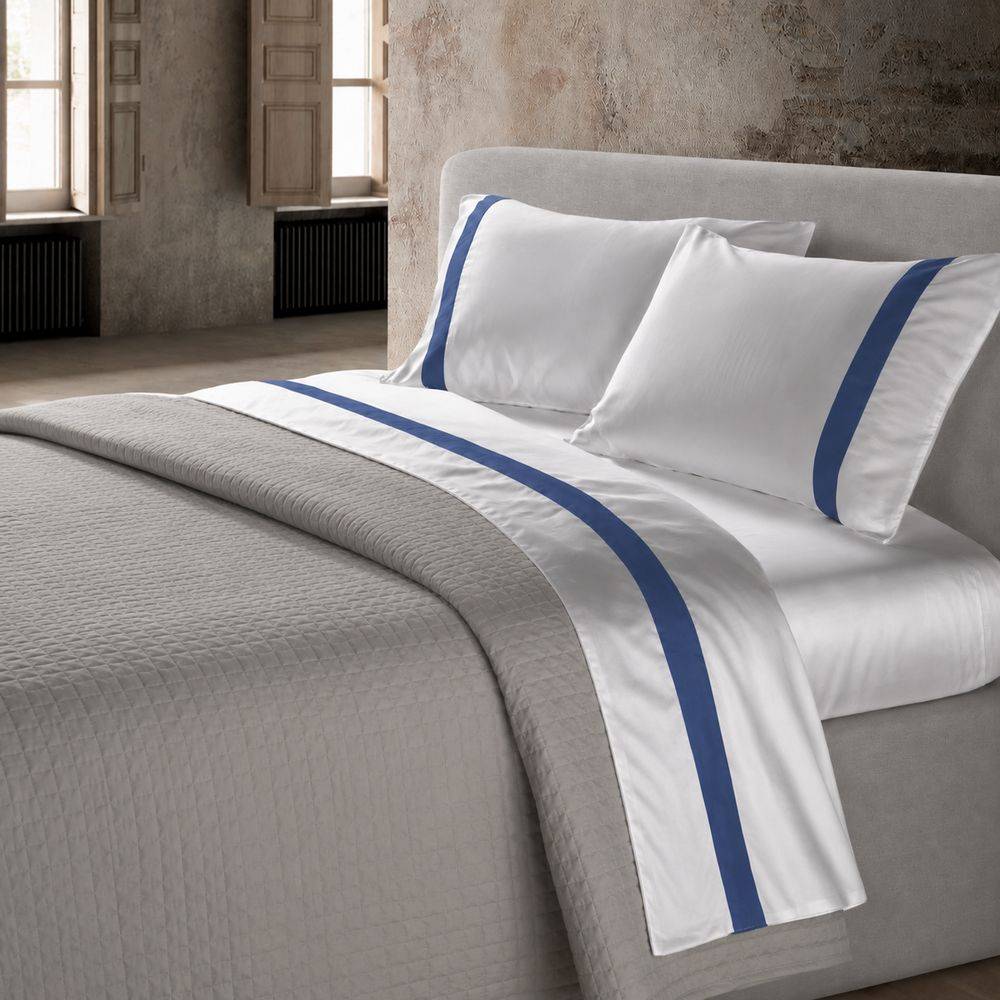 Completo Lenzuola CREOLE Washington Panna/Blu Matrimoniale