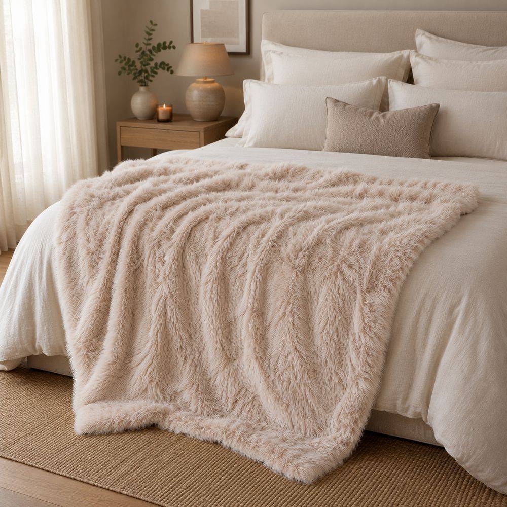 Plaid Luxury pelliccia ecologica Camel 130 x 160