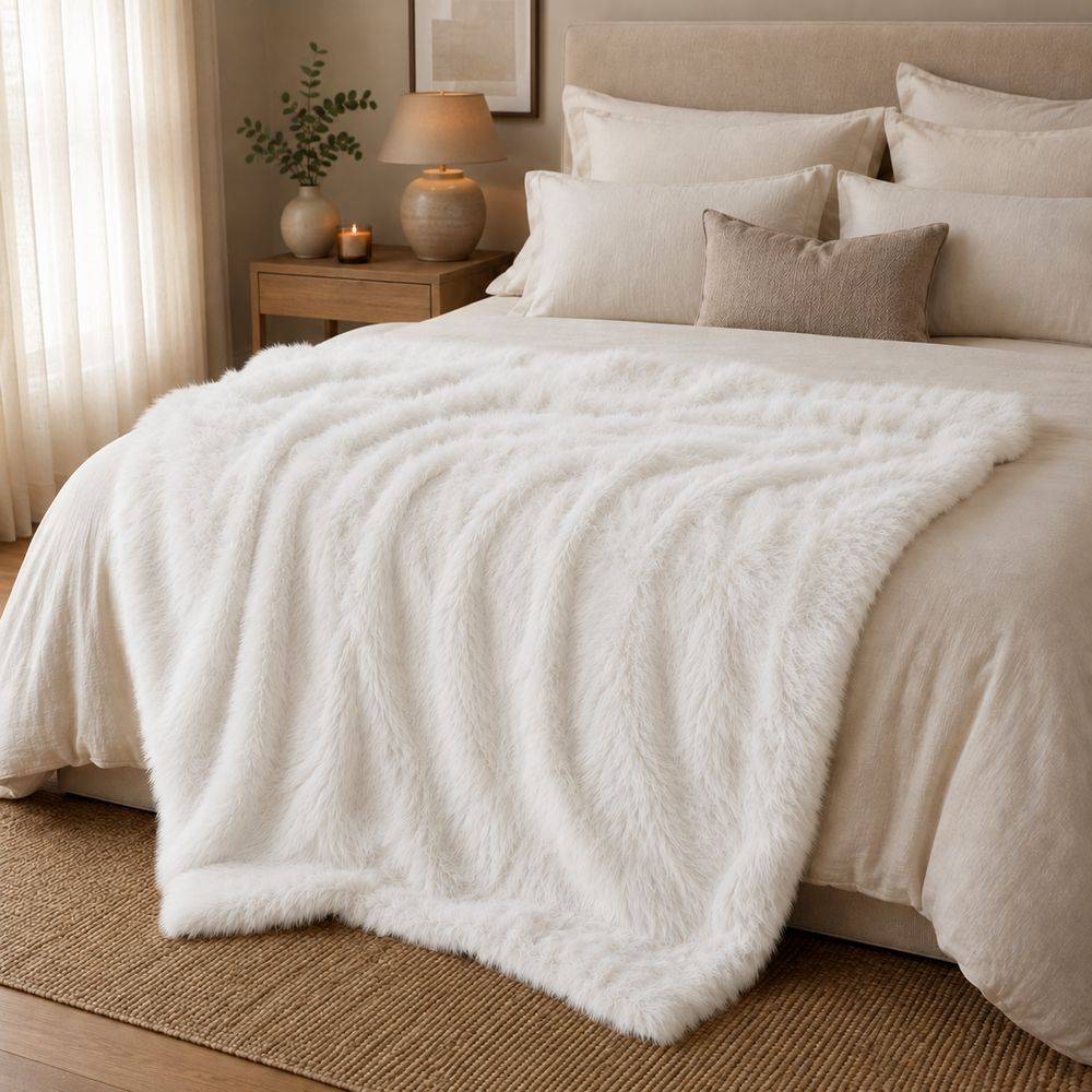 Plaid Luxury pelliccia ecologica Bianco 130 x 160