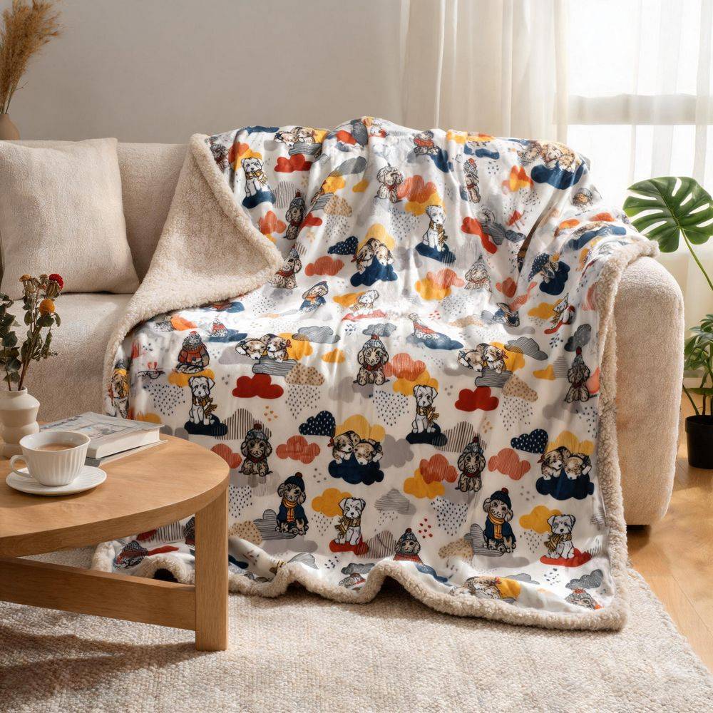 Plaid Sherpa Cani Smemorati Matrimoniale