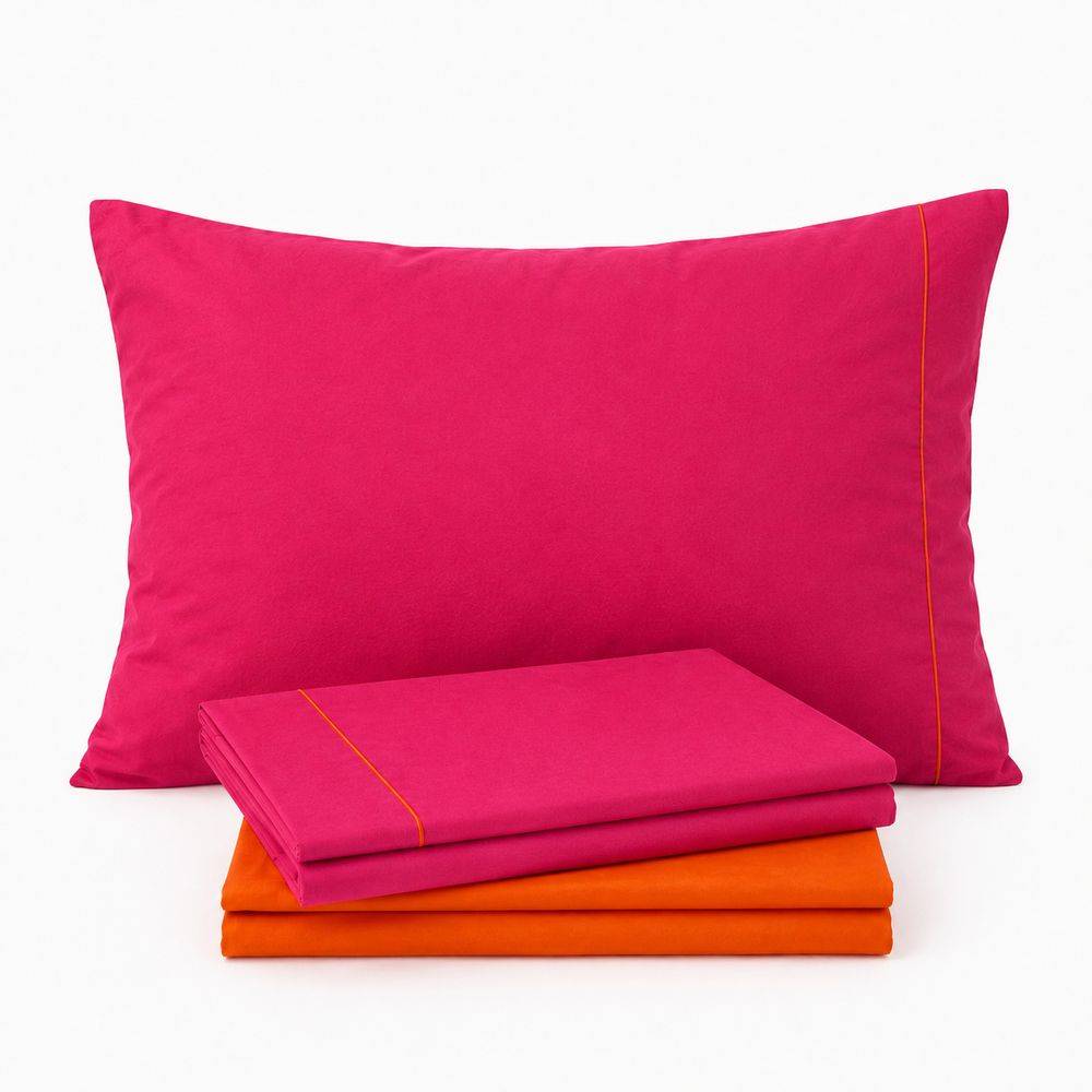Completo Lenzuola Amelia Fuxia/Arancio Singolo