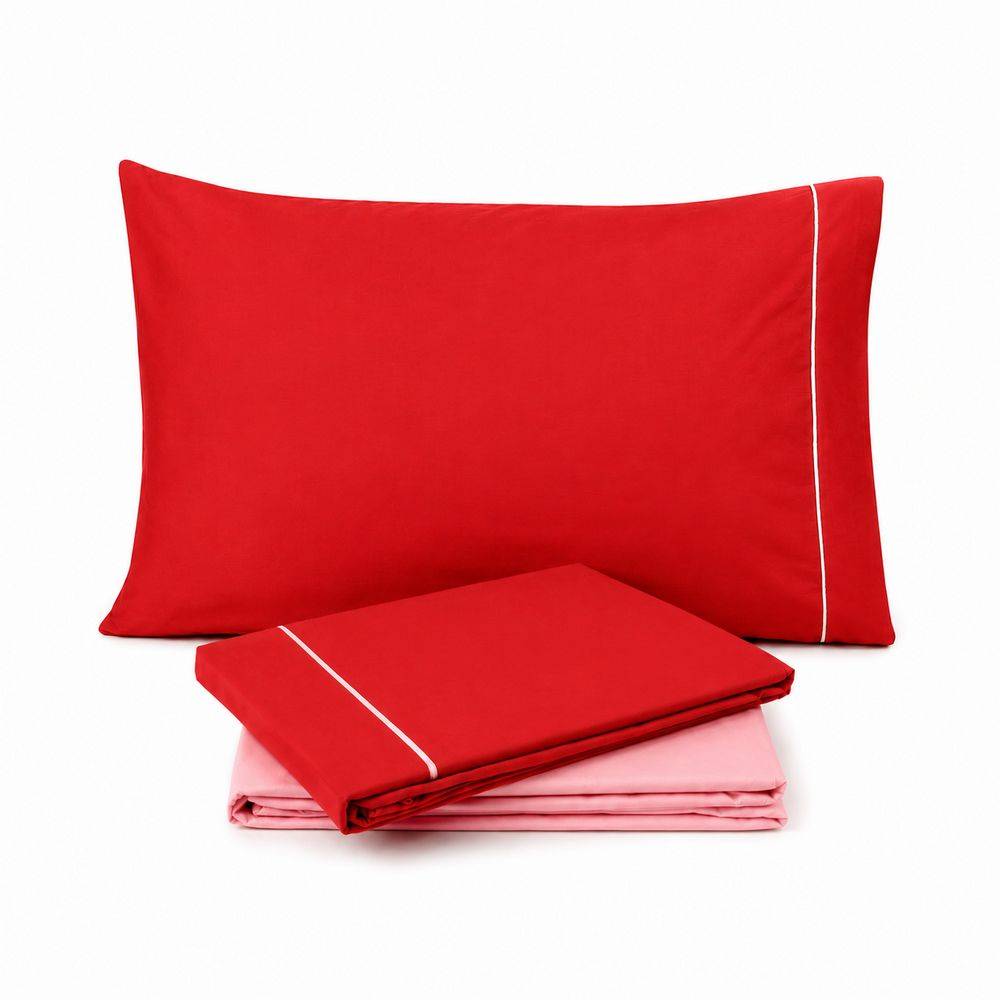 Completo Lenzuola Amelia Rosa/Rosso Singolo