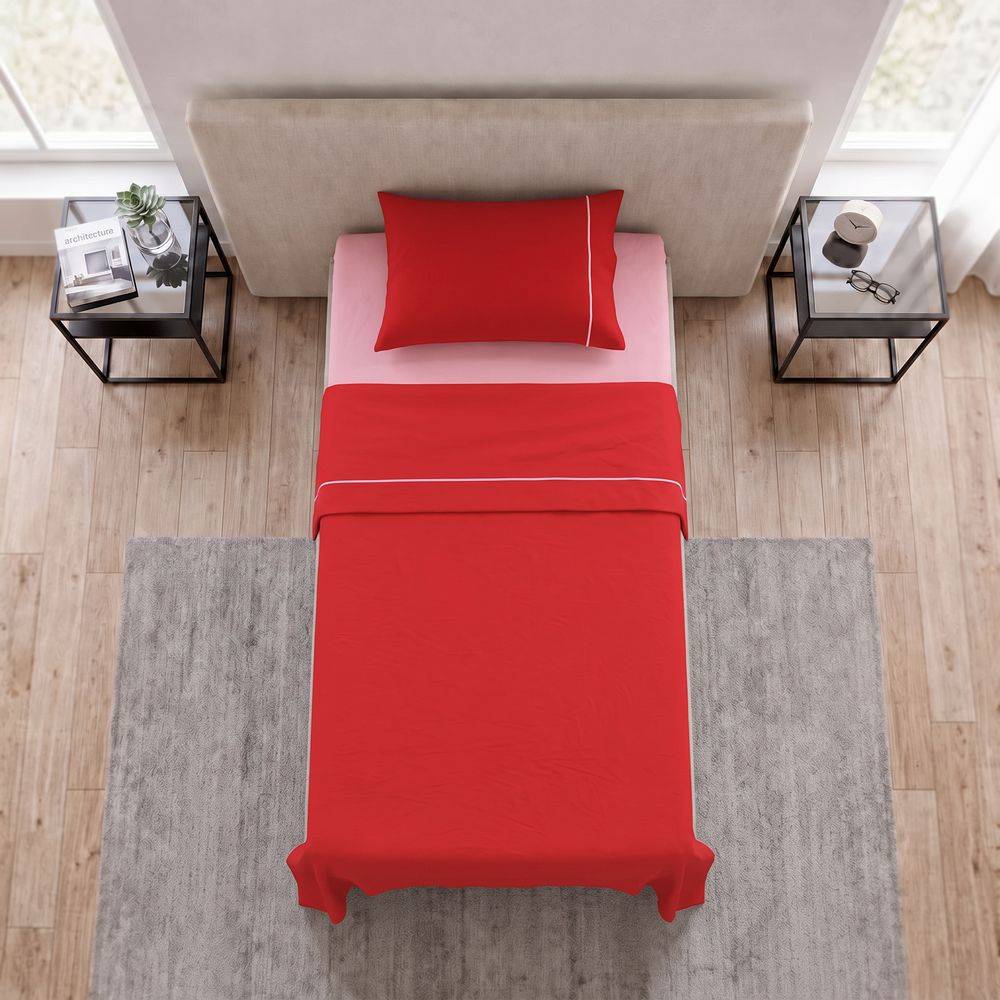 Completo Lenzuola Amelia Rosa/Rosso Singolo