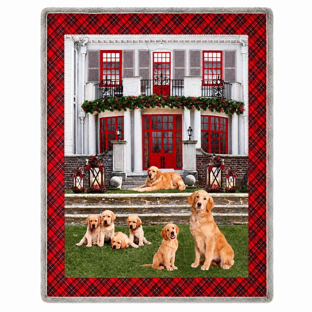 Plaid Sherpa stampa digitale Cani Family 130 x 160